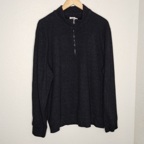 Faherty Legend Sweater Quarter Zip Heathered Black Twill Men's Size XXL - Picture 2 of 7